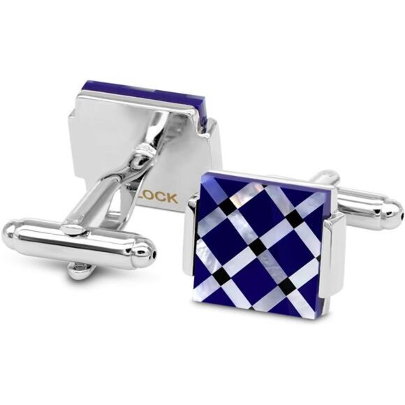Business Wedding Mother of Pearl Cufflinks for Men Unique Onyx Stripe Tuxedo - Picture 2 of 6